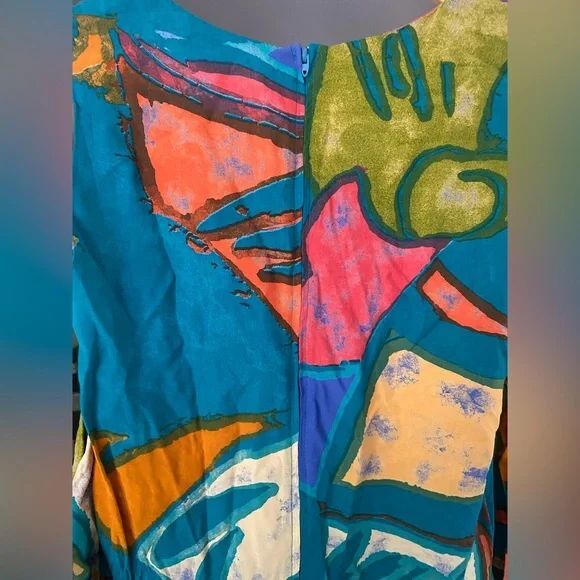 Vintage Rabbit Designs Womens Rayon Dress Sz 10 Mod Print Sleeveless - Picture 4 of 7